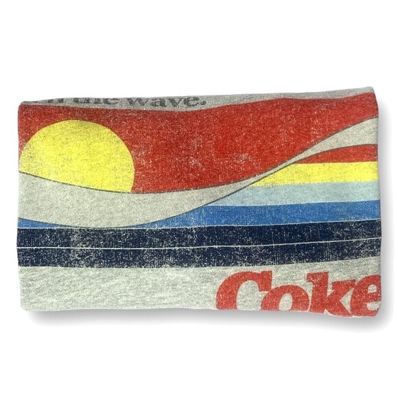 Coca-Cola Sweatshirt Womens Sz M Coke Catch the Wave Graphic Logo LS Crop Top - Picture 2 of 8